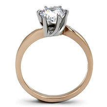 Load image into Gallery viewer, Womens Rings Two-Tone IP Rose Gold Stainless Steel Ring with AAA Grade CZ in Clear TK1161 - Jewelry Store by Erik Rayo
