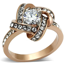 Load image into Gallery viewer, Womens Rings Two-Tone IP Rose Gold Stainless Steel Ring with AAA Grade CZ in Clear TK1166 - Jewelry Store by Erik Rayo
