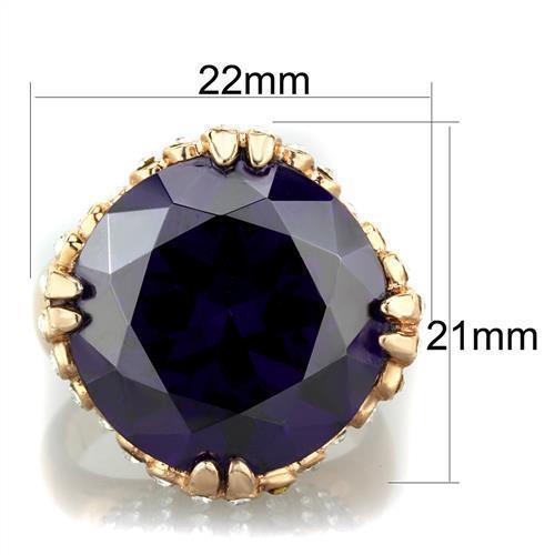 Womens Rose Gold Ring Anillo Para Mujer 316L Stainless Steel Ring with AAA Grade CZ in Amethyst Carpi - Jewelry Store by Erik Rayo