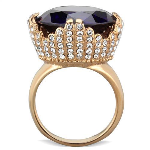 Womens Rose Gold Ring Anillo Para Mujer 316L Stainless Steel Ring with AAA Grade CZ in Amethyst Carpi - Jewelry Store by Erik Rayo