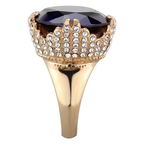Womens Rose Gold Ring Anillo Para Mujer 316L Stainless Steel Ring with AAA Grade CZ in Amethyst Carpi - Jewelry Store by Erik Rayo