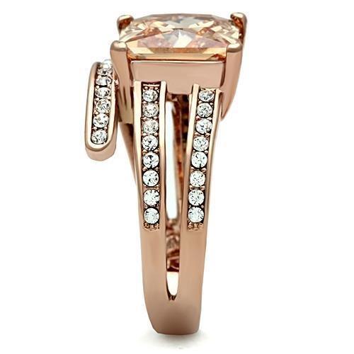 Womens Rose Gold Ring Anillo Para Mujer Stainless Steel Ring with AAA Grade CZ in Champagne Rimini - Jewelry Store by Erik Rayo