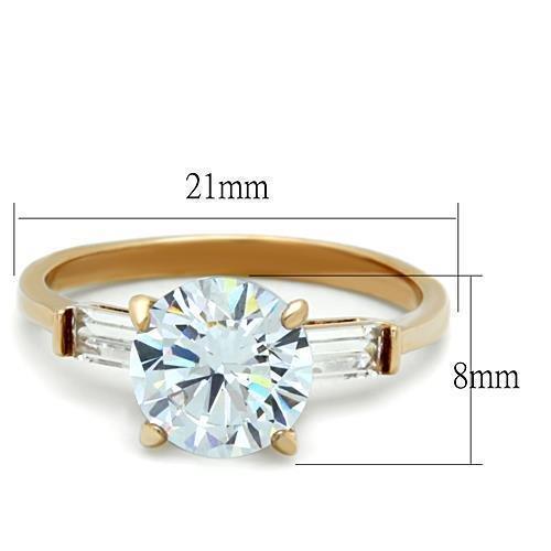 Womens Rose Gold Ring Anillo Para Mujer 316L Stainless Steel Ring with AAA Grade CZ in Clear Anzio - Jewelry Store by Erik Rayo