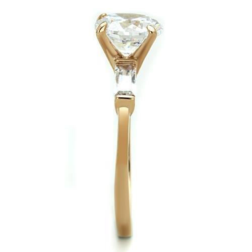 Womens Rose Gold Ring Anillo Para Mujer 316L Stainless Steel Ring with AAA Grade CZ in Clear Anzio - Jewelry Store by Erik Rayo