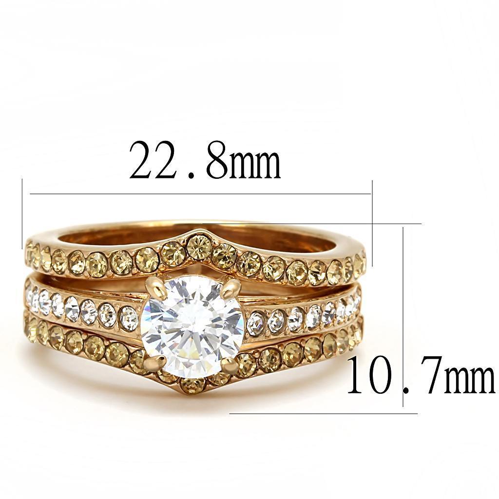 Womens Rose Gold Ring Anillo Para Mujer 316L Stainless Steel Ring with AAA Grade CZ in Clear Atri - Jewelry Store by Erik Rayo