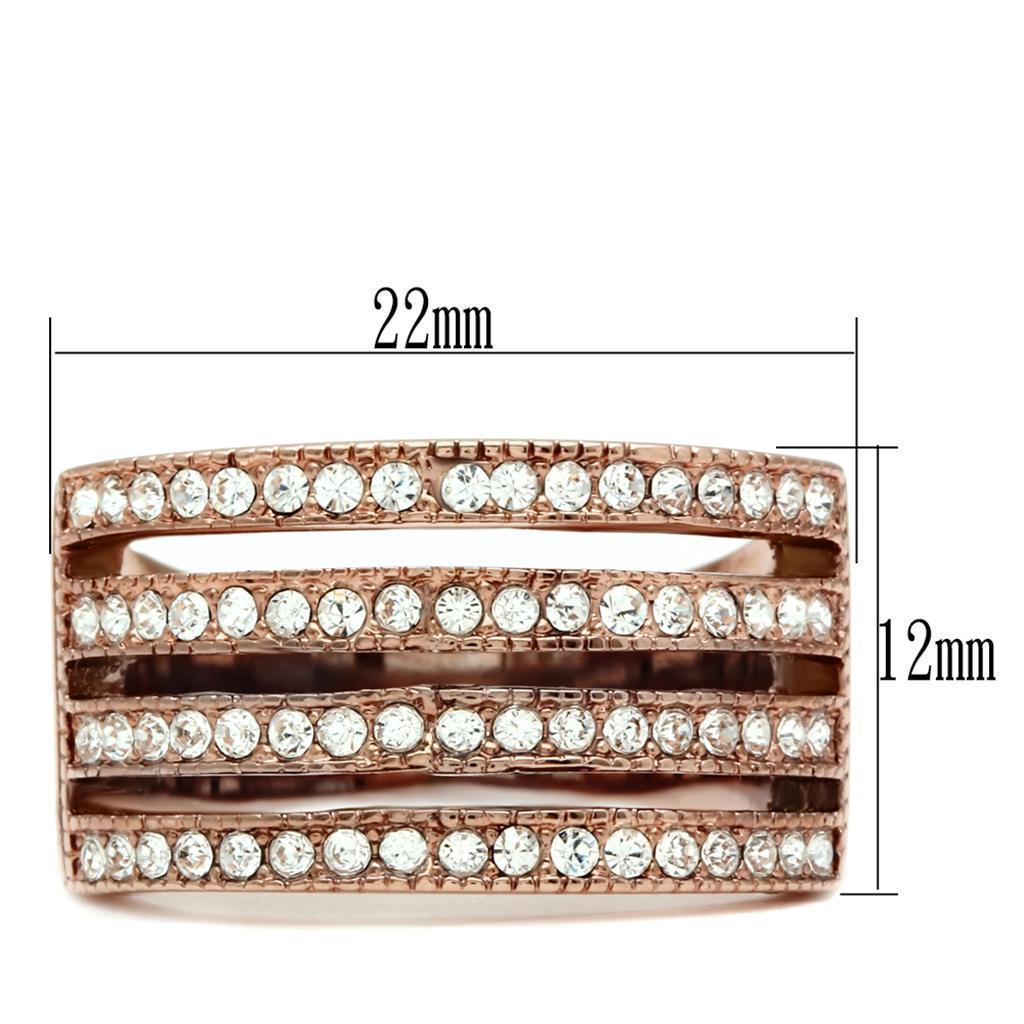 Womens Rose Gold Ring Anillo Para Mujer 316L Stainless Steel Ring with AAA Grade CZ in Clear Bolsena - Jewelry Store by Erik Rayo
