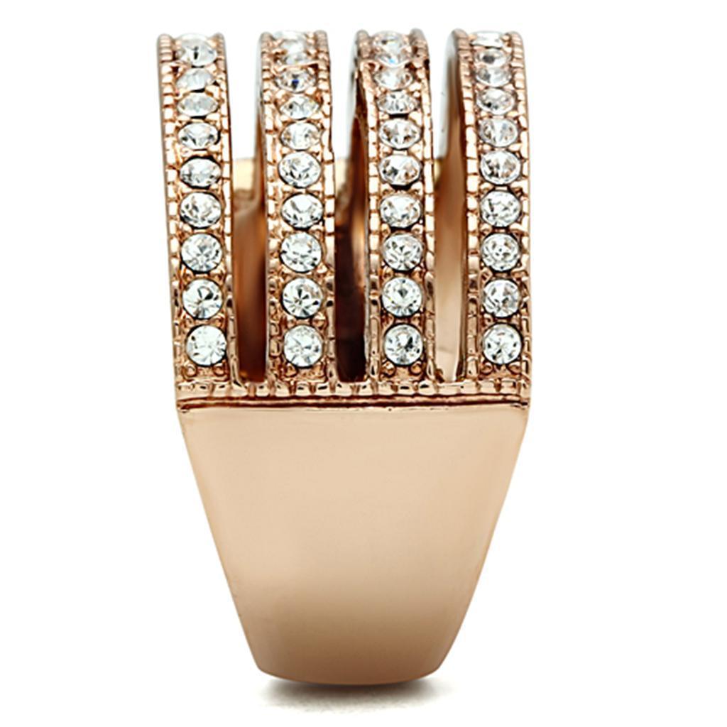 Womens Rose Gold Ring Anillo Para Mujer 316L Stainless Steel Ring with AAA Grade CZ in Clear Bolsena - Jewelry Store by Erik Rayo