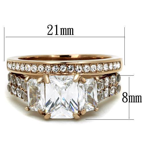 Womens Rose Gold Ring Anillo Para Mujer 316L Stainless Steel Ring with AAA Grade CZ in Clear Lugo - Jewelry Store by Erik Rayo
