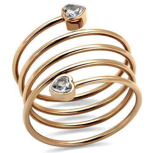 Womens Rose Gold Ring Anillo Para Mujer 316L Stainless Steel Ring with AAA Grade CZ in Clear Venosa - Jewelry Store by Erik Rayo