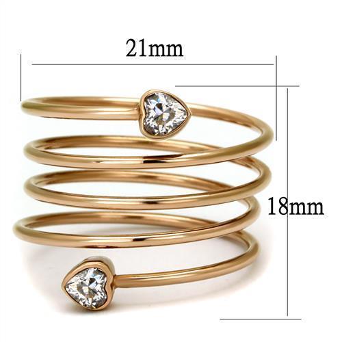 Womens Rose Gold Ring Anillo Para Mujer 316L Stainless Steel Ring with AAA Grade CZ in Clear Venosa - Jewelry Store by Erik Rayo