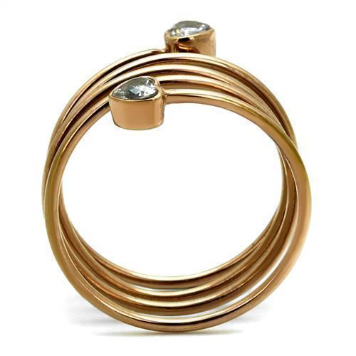 Womens Rose Gold Ring Anillo Para Mujer 316L Stainless Steel Ring with AAA Grade CZ in Clear Venosa - Jewelry Store by Erik Rayo