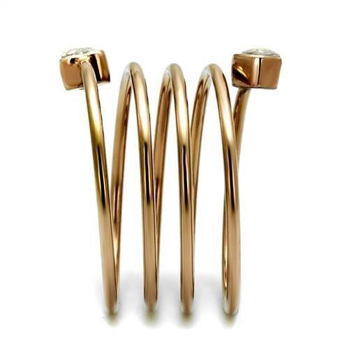 Womens Rose Gold Ring Anillo Para Mujer 316L Stainless Steel Ring with AAA Grade CZ in Clear Venosa - Jewelry Store by Erik Rayo