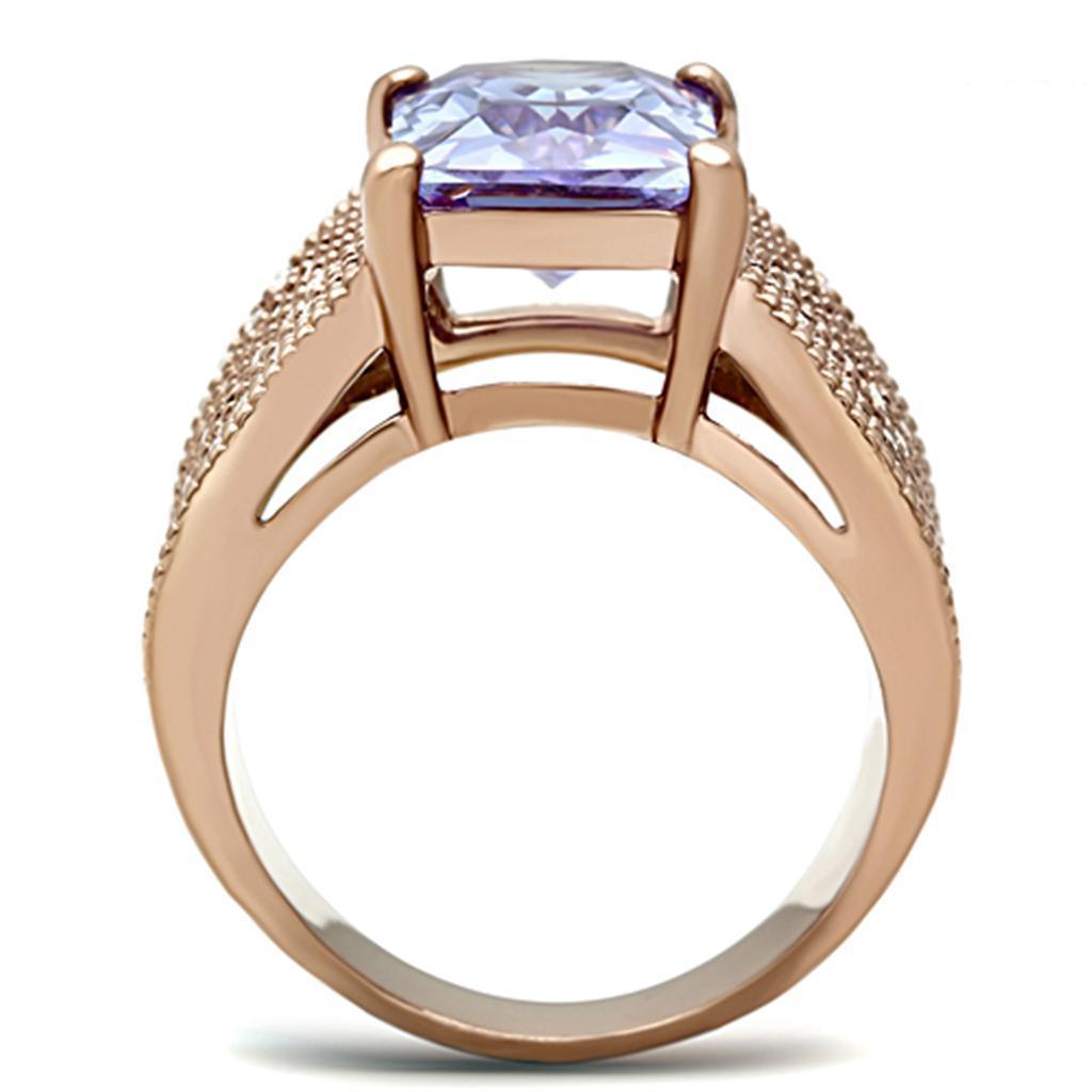 Womens Rose Gold Ring Anillo Para Mujer 316L Stainless Steel Ring with AAA Grade CZ in Light Amethyst Cori - Jewelry Store by Erik Rayo