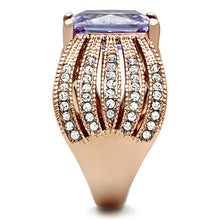 Load image into Gallery viewer, Womens Rose Gold Ring Anillo Para Mujer y Ninos Unisex Kids 316L Stainless Steel Ring with AAA Grade CZ in Light Amethyst Cori - Jewelry Store by Erik Rayo
