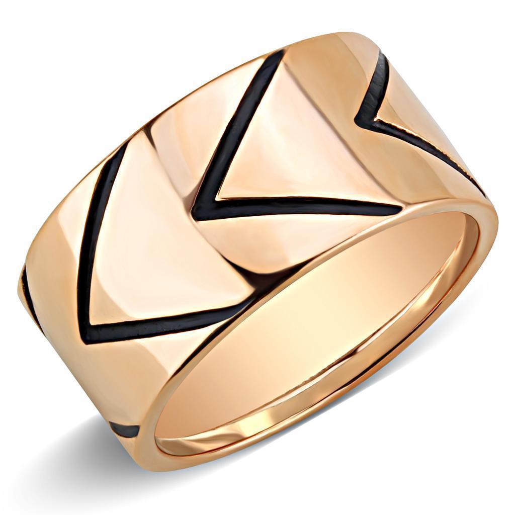 Womens Rose Gold Ring Anillo Para Mujer 316L Stainless Steel Ring with Epoxy in Jet Abruzzi - Jewelry Store by Erik Rayo