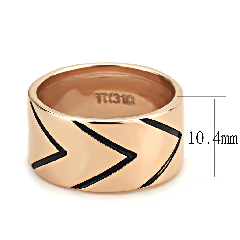 Womens Rose Gold Ring Anillo Para Mujer 316L Stainless Steel Ring with Epoxy in Jet Abruzzi - Jewelry Store by Erik Rayo