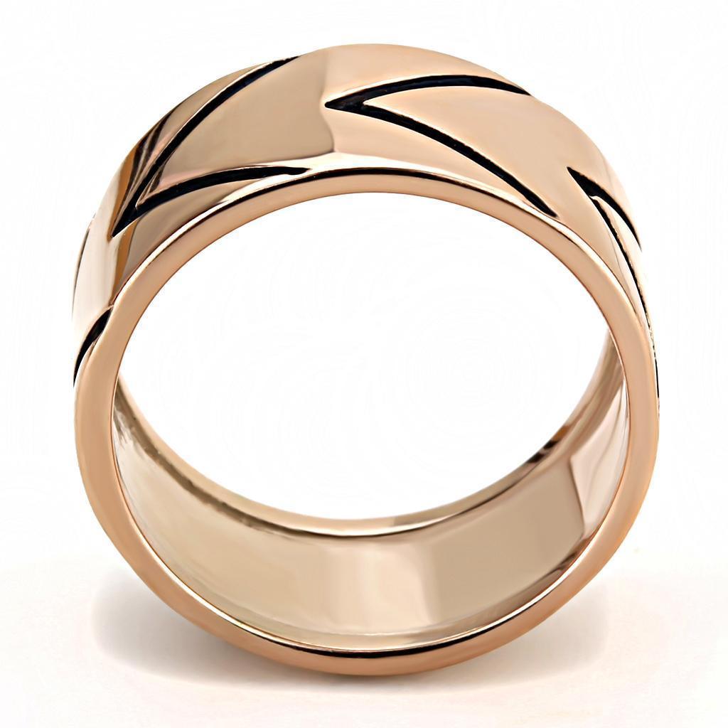 Womens Rose Gold Ring Anillo Para Mujer 316L Stainless Steel Ring with Epoxy in Jet Abruzzi - Jewelry Store by Erik Rayo