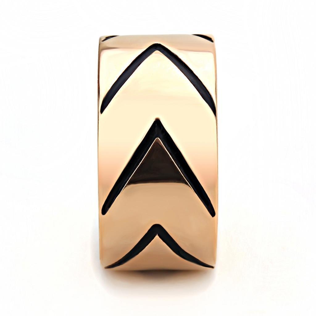 Womens Rose Gold Ring Anillo Para Mujer 316L Stainless Steel Ring with Epoxy in Jet Abruzzi - Jewelry Store by Erik Rayo