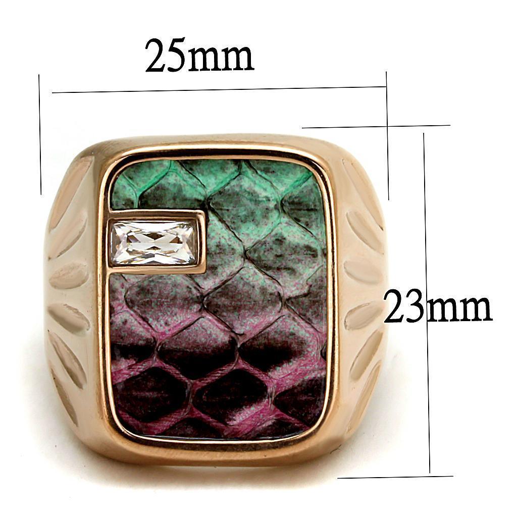 Womens Rose Gold Ring Anillo Para Mujer 316L Stainless Steel Ring with Leather in Multi Color Avellino - Jewelry Store by Erik Rayo