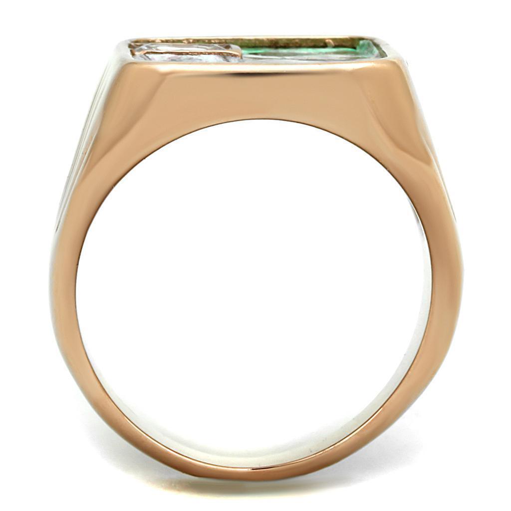 Womens Rose Gold Ring Anillo Para Mujer 316L Stainless Steel Ring with Leather in Multi Color Avellino - Jewelry Store by Erik Rayo