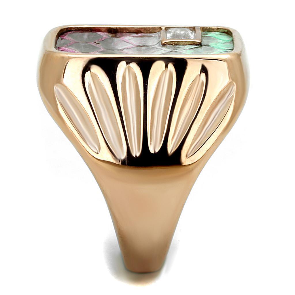 Womens Rose Gold Ring Anillo Para Mujer 316L Stainless Steel Ring with Leather in Multi Color Avellino - Jewelry Store by Erik Rayo