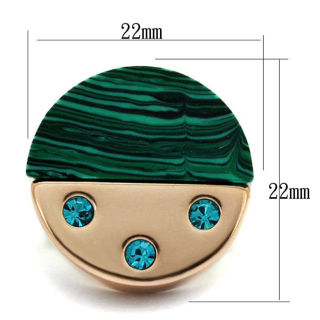 Womens Rose Gold Ring Anillo Para Mujer 316L Stainless Steel Ring with Synthetic Malachite in Emerald Forza - Jewelry Store by Erik Rayo