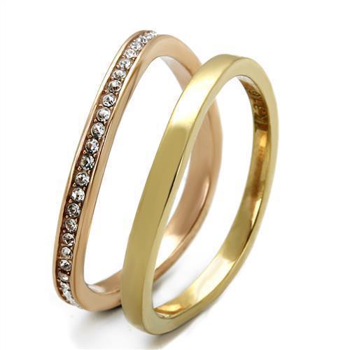 Womens Rose Gold Ring Anillo Para Mujer 316L Stainless Steel Ring with Top Grade Crystal in Clear Aversa - Jewelry Store by Erik Rayo