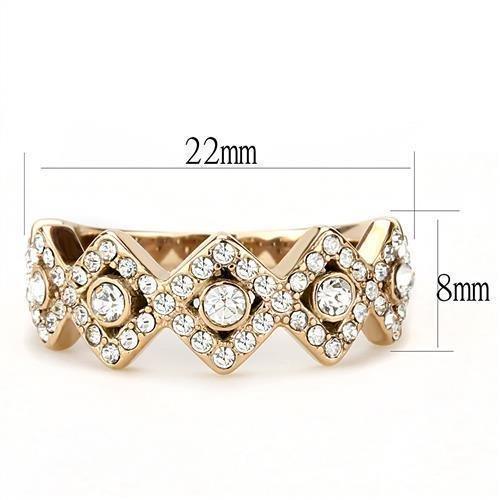 Womens Rose Gold Ring Anillo Para Mujer 316L Stainless Steel Ring with Top Grade Crystal in Clear Avezzano - Jewelry Store by Erik Rayo