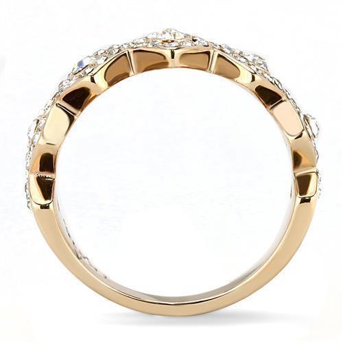 Womens Rose Gold Ring Anillo Para Mujer 316L Stainless Steel Ring with Top Grade Crystal in Clear Avezzano - Jewelry Store by Erik Rayo