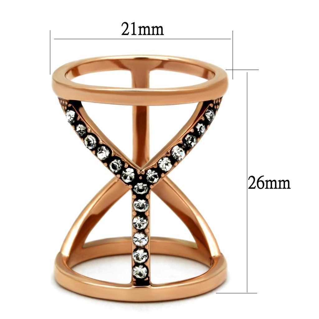 Womens Rose Gold Ring Anillo Para Mujer 316L Stainless Steel Ring with Top Grade Crystal in Clear Calabria - Jewelry Store by Erik Rayo