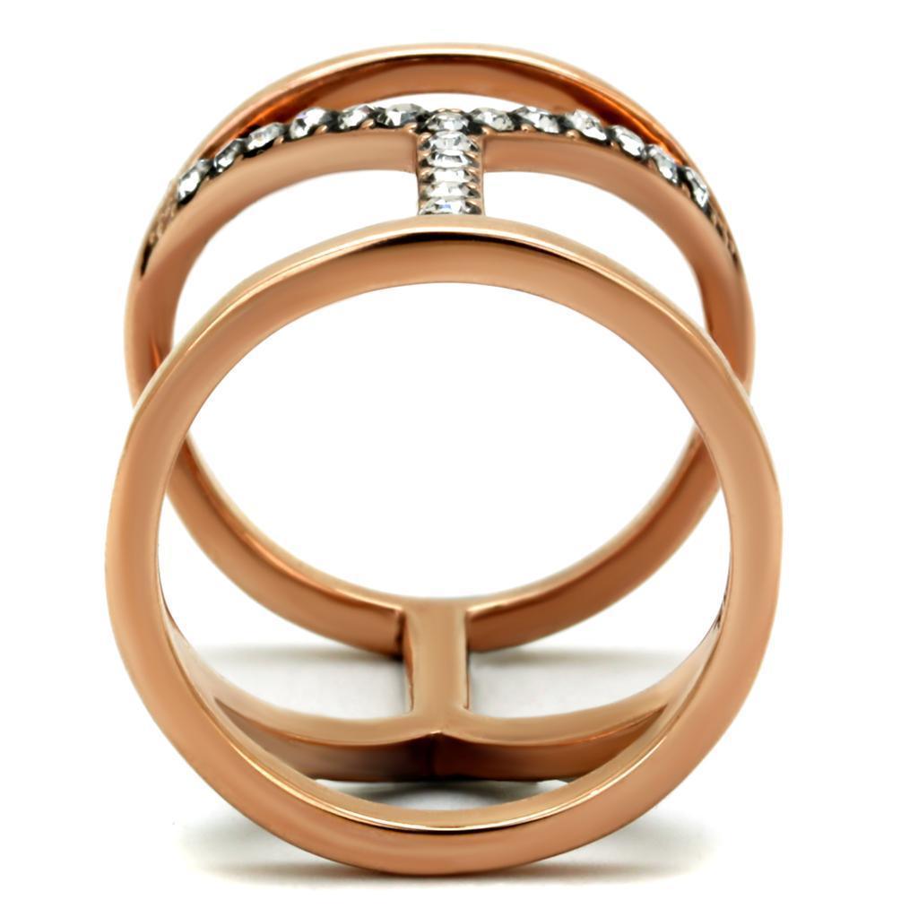 Womens Rose Gold Ring Anillo Para Mujer 316L Stainless Steel Ring with Top Grade Crystal in Clear Calabria - Jewelry Store by Erik Rayo