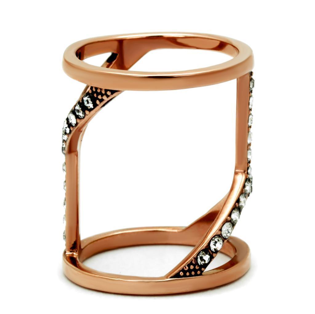 Womens Rose Gold Ring Anillo Para Mujer 316L Stainless Steel Ring with Top Grade Crystal in Clear Calabria - Jewelry Store by Erik Rayo