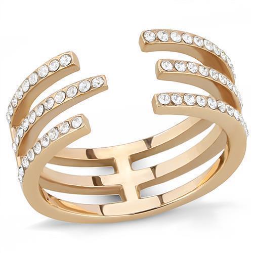 Womens Rose Gold Ring Anillo Para Mujer 316L Stainless Steel Ring with Top Grade Crystal in Clear Chieti - Jewelry Store by Erik Rayo