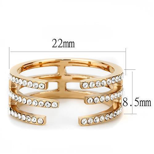 Womens Rose Gold Ring Anillo Para Mujer 316L Stainless Steel Ring with Top Grade Crystal in Clear Chieti - Jewelry Store by Erik Rayo