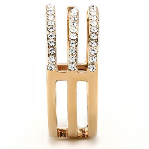 Womens Rose Gold Ring Anillo Para Mujer 316L Stainless Steel Ring with Top Grade Crystal in Clear Chieti - Jewelry Store by Erik Rayo