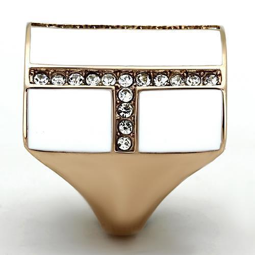 Womens Rose Gold Ring Anillo Para Mujer 316L Stainless Steel Ring with Top Grade Crystal in Clear Ferentino - Jewelry Store by Erik Rayo