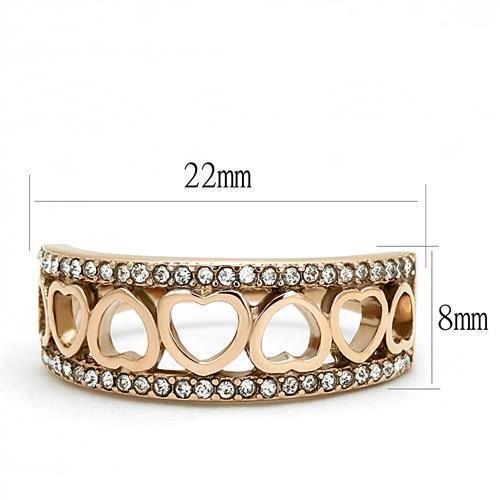 Womens Rose Gold Ring Anillo Para Mujer 316L Stainless Steel Ring with Top Grade Crystal in Clear Pescara - Jewelry Store by Erik Rayo
