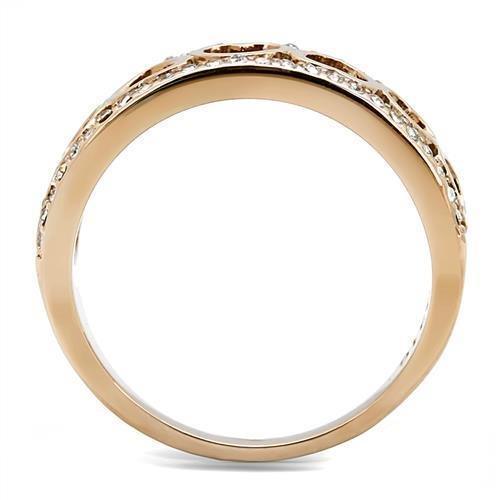 Womens Rose Gold Ring Anillo Para Mujer 316L Stainless Steel Ring with Top Grade Crystal in Clear Pescara - Jewelry Store by Erik Rayo