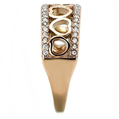 Womens Rose Gold Ring Anillo Para Mujer 316L Stainless Steel Ring with Top Grade Crystal in Clear Pescara - Jewelry Store by Erik Rayo