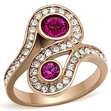 Load image into Gallery viewer, Womens Rose Gold Ring Anillo Para Mujer y Ninos Unisex Kids 316L Stainless Steel Ring with Top Grade Crystal in Fuchsia Formia - Jewelry Store by Erik Rayo
