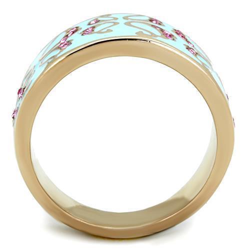 Womens Rose Gold Ring Anillo Para Mujer 316L Stainless Steel Ring with Top Grade Crystal in Rose Modena - Jewelry Store by Erik Rayo