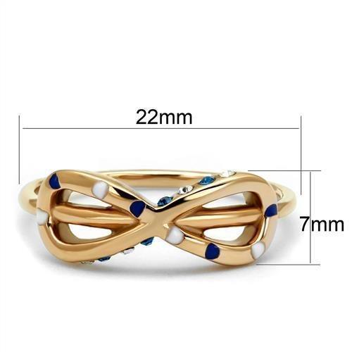 Womens Rose Gold Ring Anillo Para Mujer 316L Stainless Steel Ring with Top Grade Crystal in Sapphire Belleza - Jewelry Store by Erik Rayo