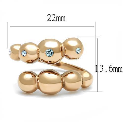 Womens Rose Gold Ring Anillo Para Mujer 316L Stainless Steel Ring with Top Grade Crystal in Sea Blue Matera - Jewelry Store by Erik Rayo