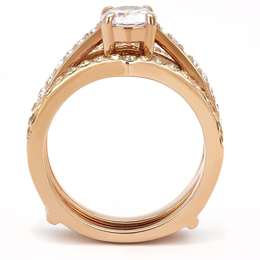 Rose Gold Rings for Women Anillo Para Mujer Stainless Steel Ring with AAA Grade CZ in Clear Atri - Jewelry Store by Erik Rayo