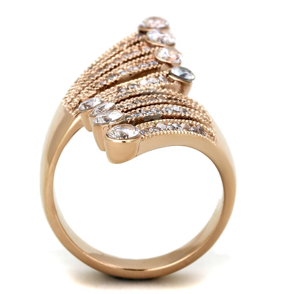 Rose Gold Rings for Women Anillo Para Mujer Stainless Steel Ring with AAA Grade CZ in Clear Trieste - Jewelry Store by Erik Rayo