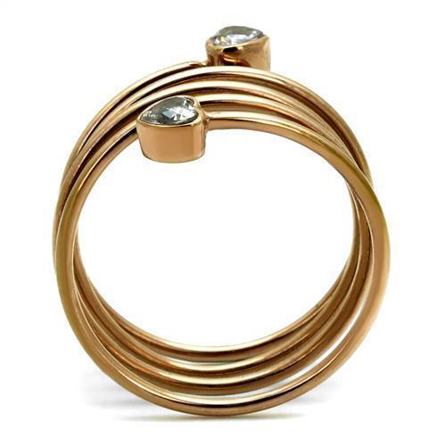 Rose Gold Rings for Women Anillo Para Mujer Stainless Steel Ring with AAA Grade CZ in Clear Venosa - Jewelry Store by Erik Rayo