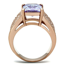 Load image into Gallery viewer, Womens Rose Gold Ring Anillo Para Mujer Stainless Steel Ring with AAA Grade CZ in Light Amethyst Cori - Jewelry Store by Erik Rayo
