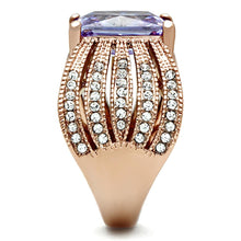 Load image into Gallery viewer, Womens Rose Gold Ring Anillo Para Mujer Stainless Steel Ring with AAA Grade CZ in Light Amethyst Cori - Jewelry Store by Erik Rayo
