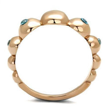 Load image into Gallery viewer, Rose Gold Rings for Women Anillo Para Mujer Stainless Steel Ring with AAA Grade CZ in Sea Blue Potenza - Jewelry Store by Erik Rayo
