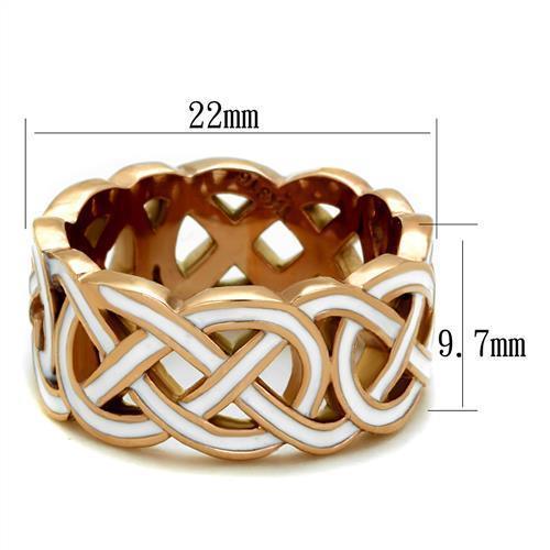 Rose Gold Rings for Women Anillo Para Mujer Stainless Steel Ring with Epoxy in White Caserta - Jewelry Store by Erik Rayo